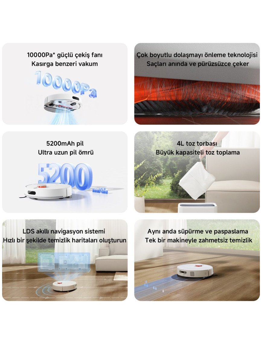 Xiaomi Robot Vacuum H40 Akıllı Robot Süpürge + Mop 10000PA (Xiaomi Türkiye Garantili) Xiaomi Robot Vacuum H40 Akıllı Robot Süpürge + Mop 10000PA (Xiaomi Türkiye Garantili)
